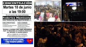 Concentración 18J en defensa de la sanidad pública en Vallecas