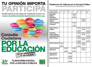 Cartel y horarios de las mesas en nuestros Distritos