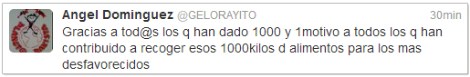 Mensaje en la cuenta de twitter del Presidente de Planeta Rayista y la Federacion de Peñas del Rayo