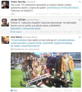 Mensaje en Twitter de algunos de los actores