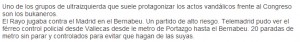 Captura del texto que describe el vídeo en la web de Telemadrid