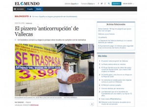 Noticia/entrevista que el periódico "El Mundo" ha publicado este sábado con el título de "El pizzero 'anticorrupción' de Vallecas"