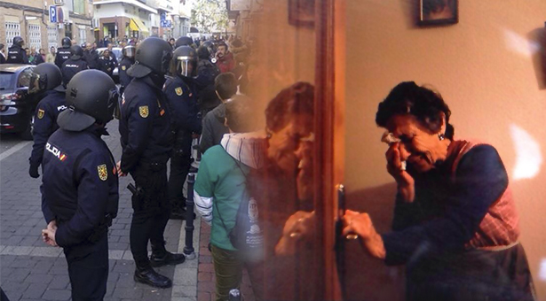 Momentos del desahucio de Carmen - Fotos: PAH Madrid y @franciscomore13