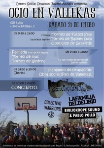 Cartel de "Ocio en Vallekas" del CSOJ Atalaya