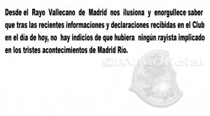 Mensaje oficial del Rayo Vallecano