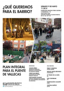 Cartel Plan Integral Puente Vallecas - 9 mayo 2015