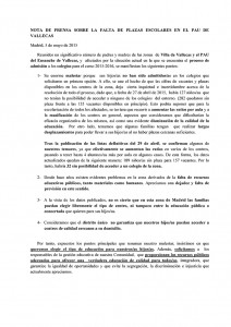 Carta remitida por madres y padres del Ensanche