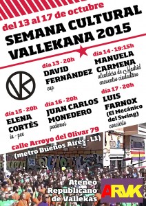 Cartel de la Semana Cultural Vallekana 2015 - Ateneo republicano de Vallekas