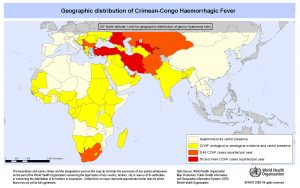 Distribución geográfica del virus de fiebre hemorrágica Crimea-Congo