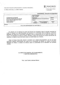 Documento de cesión del terreno - Ayto. Madrid