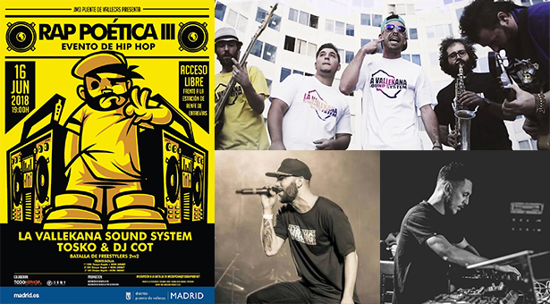 III Edición del 'Rap Poética' en Entrevías: La Vallekana Sound System, Tosko & DJ Cot y Batalla de Freestylers 2vs2