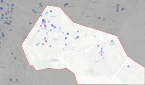 Plano de la FRAVM con las casas de apuestas en ambos distritos