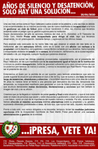 Comunicado de la afición rayista