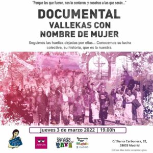 Cartel del evento - Vallekas con nombre de mujer