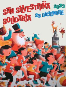 Cartel de la San Silvestriña Solidaria 2023 - Diseño: artkane74