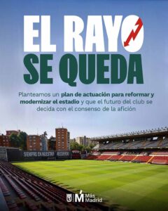 "El Rayo se queda" - Proposición del grupo parlamentario de Más Madrid