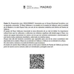 Proposición núm. 2024/0284657 presentada por el Grupo Municipal Socialista