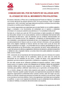 Comunicado del PCE de Puente de Vallecas